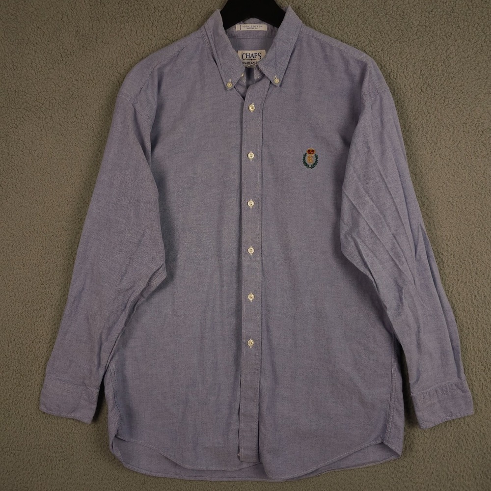 Vintage Chaps Ralph Lauren Shirt Mens L Blue Oxford Button Down Long Sleeve USA